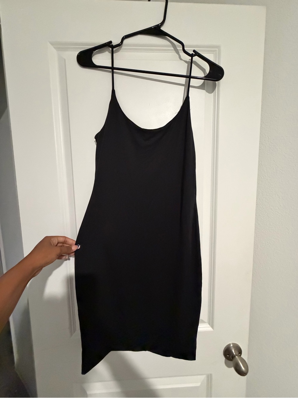 Fashion Nova Black Cami Bodycon Mini Dress with Spaghetti Straps - Size Large